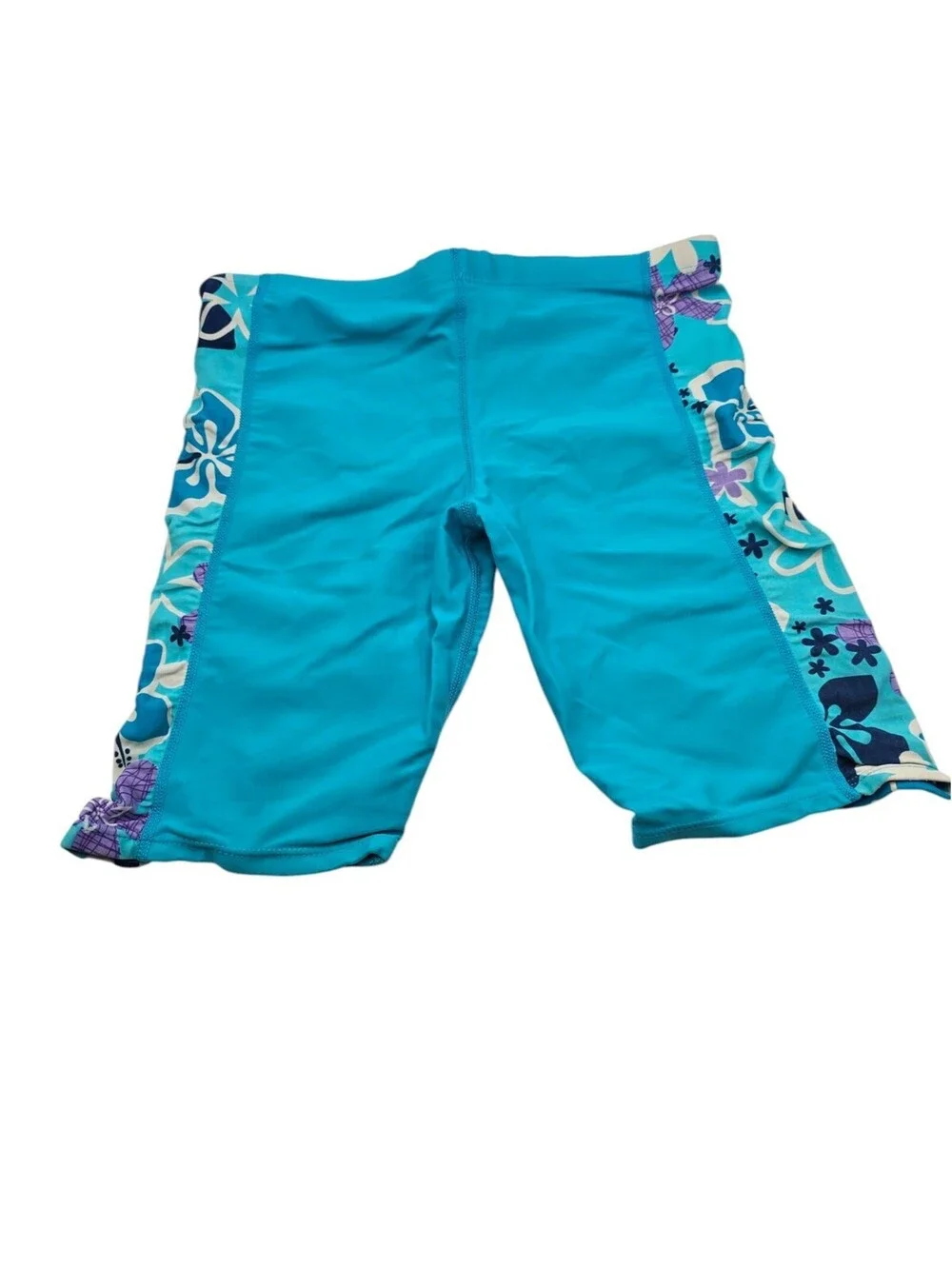 Tuga Kids Sz 6/7 Swimsuit Bottom Jammer Bright Blue Floral